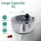 Stainless Steel Salad Spinner | 5.28 Qt | Fast-Dry Spin | BPA-Free | Easy Clean