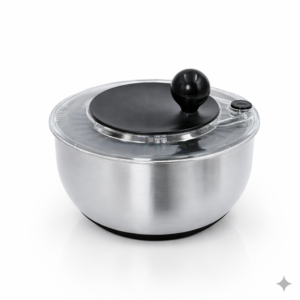 Stainless Steel Salad Spinner | 5.28 Qt | Fast-Dry Spin | BPA-Free | Easy Clean