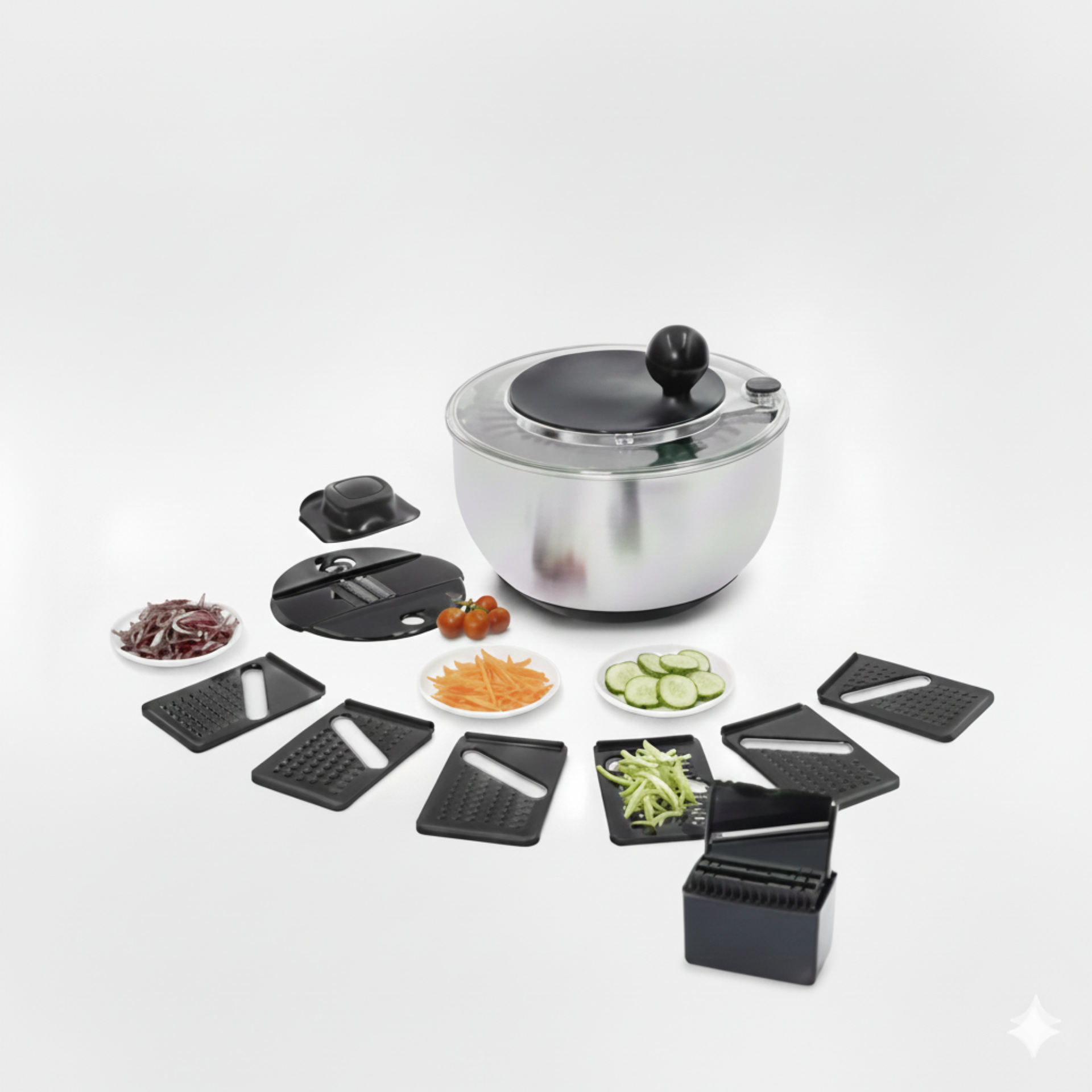 Stainless Steel Salad Spinner | 5.28 Qt | Fast-Dry Spin | BPA-Free | Easy Clean